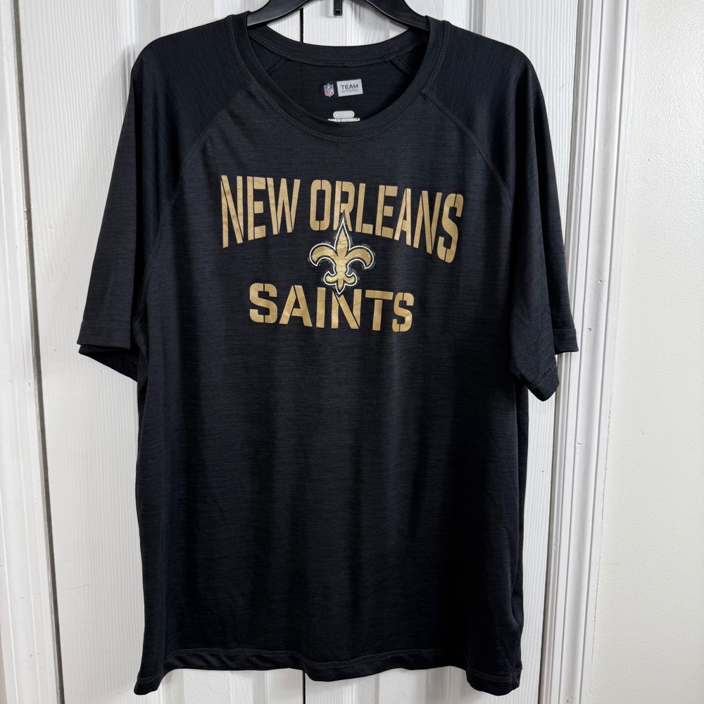 NFL Team Apparel New Orleans Saints XL Black Gold Performance Raglan Tee Shirt